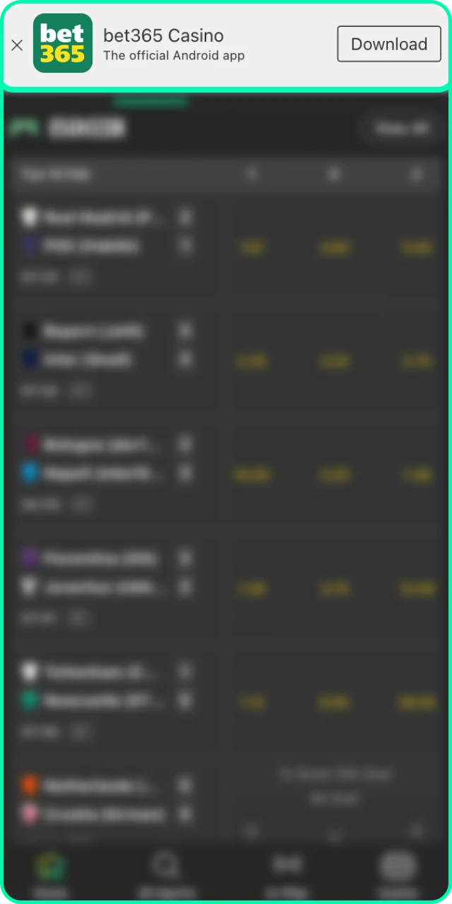 Download the Bet 365 APK file to your Android device for mobile betting.
