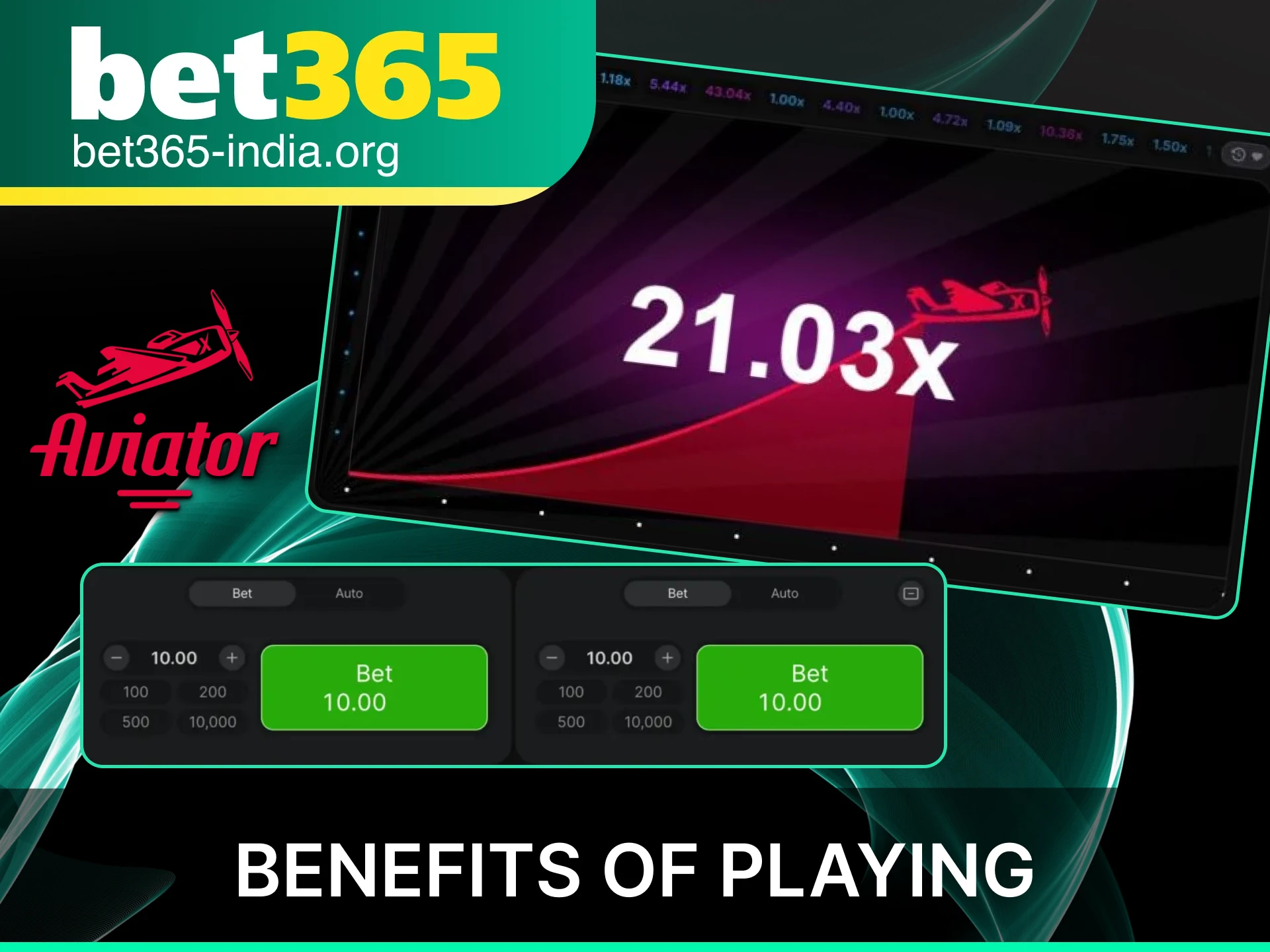 Enjoy the exclusive benefits and Provably Fair transparency of the official Bet365 India Aviator game.