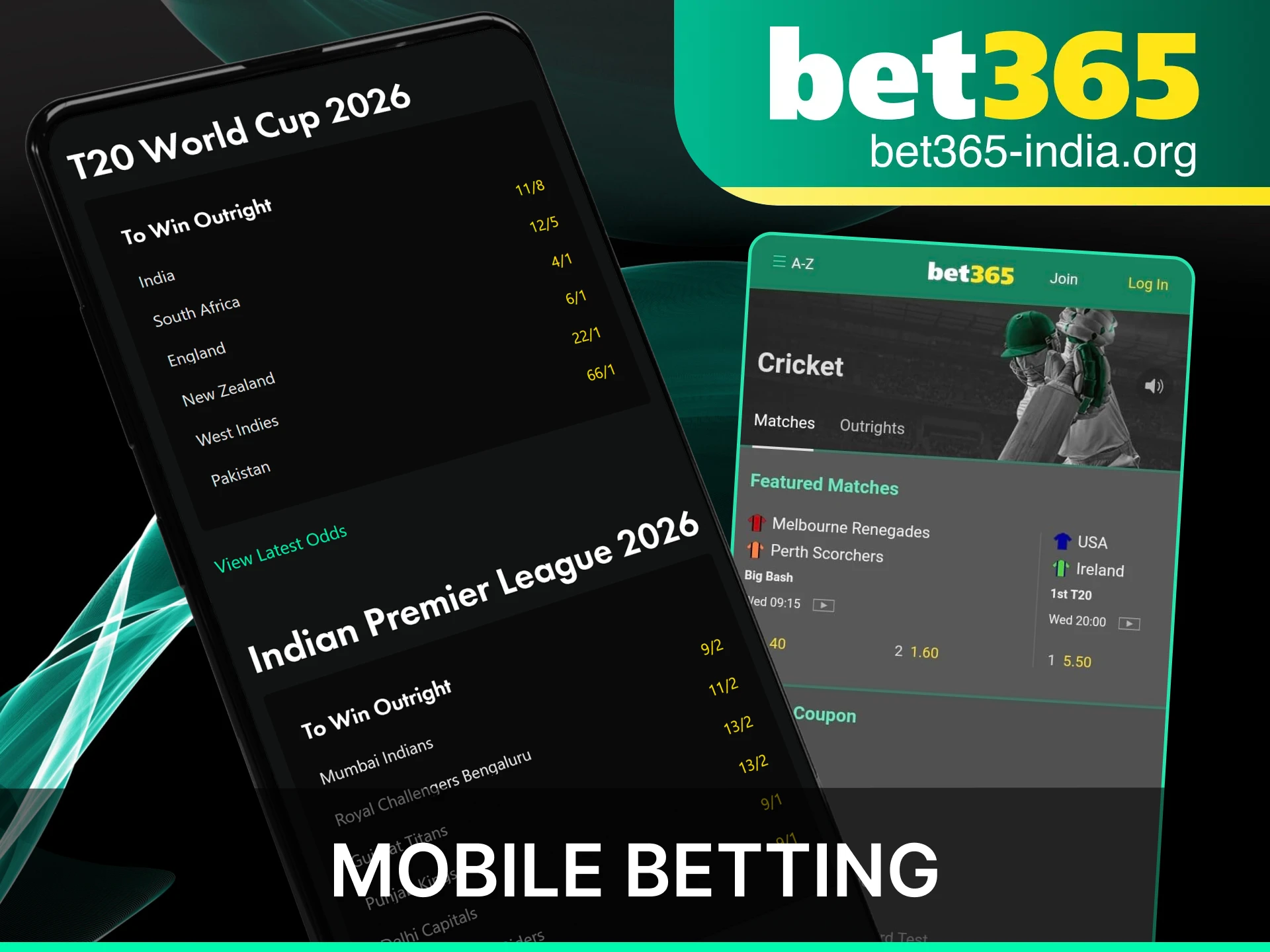 Enjoy convenient mobile cricket betting on the go with the Bet365 India app.
