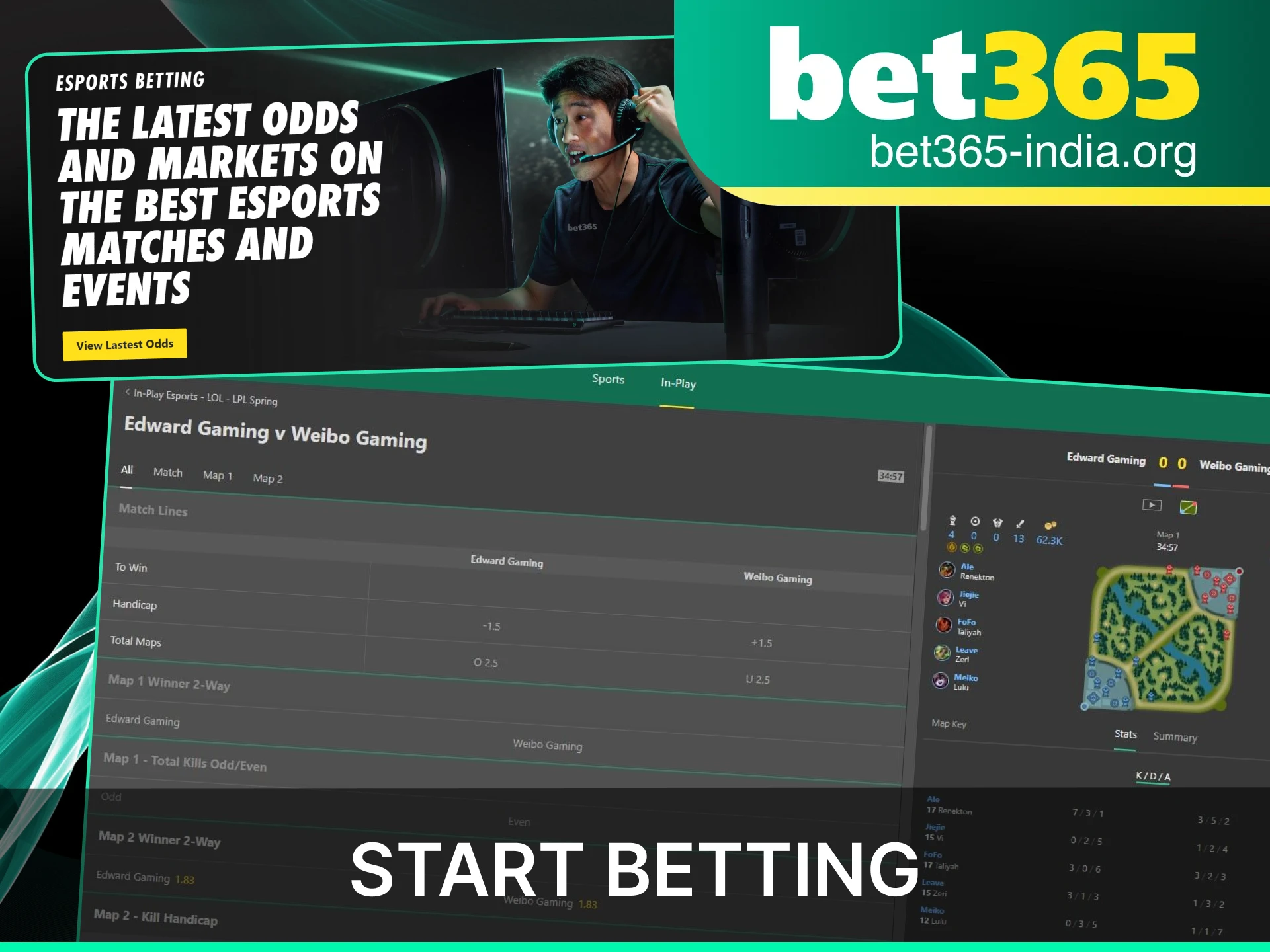 A quick guide on how to start betting on e-sports at Bet365 India.
