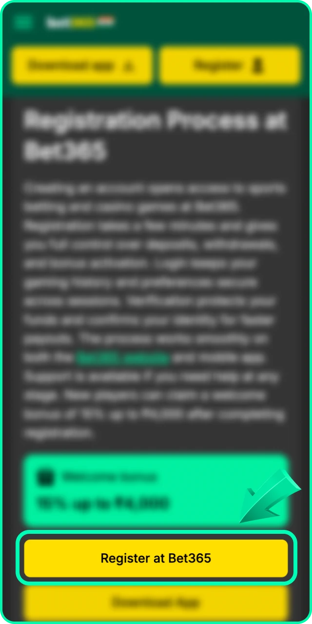 Open the app on your smartphone to start the Bet 365 registration.