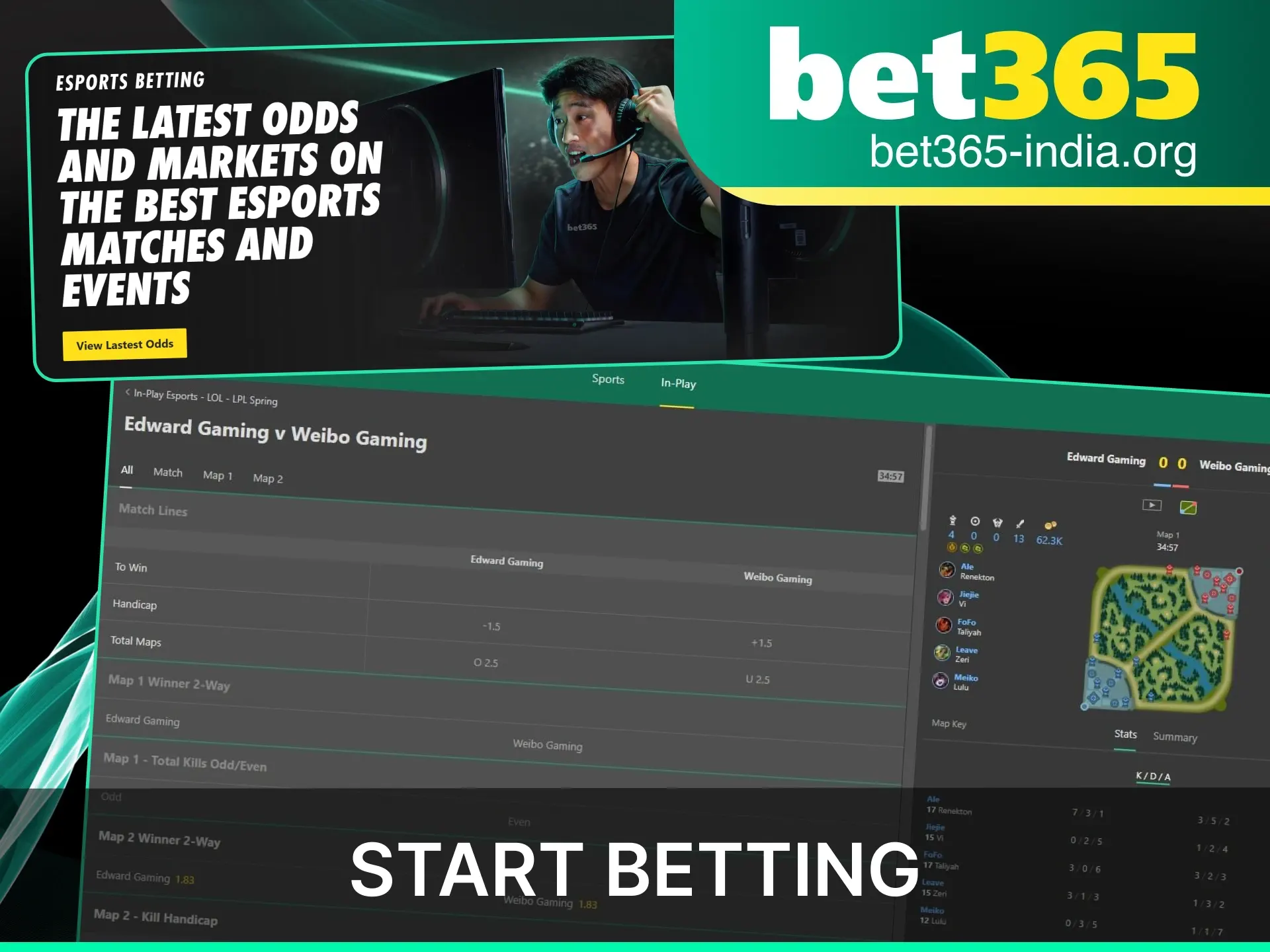 A quick guide on how to start betting on e-sports at Bet365 India.