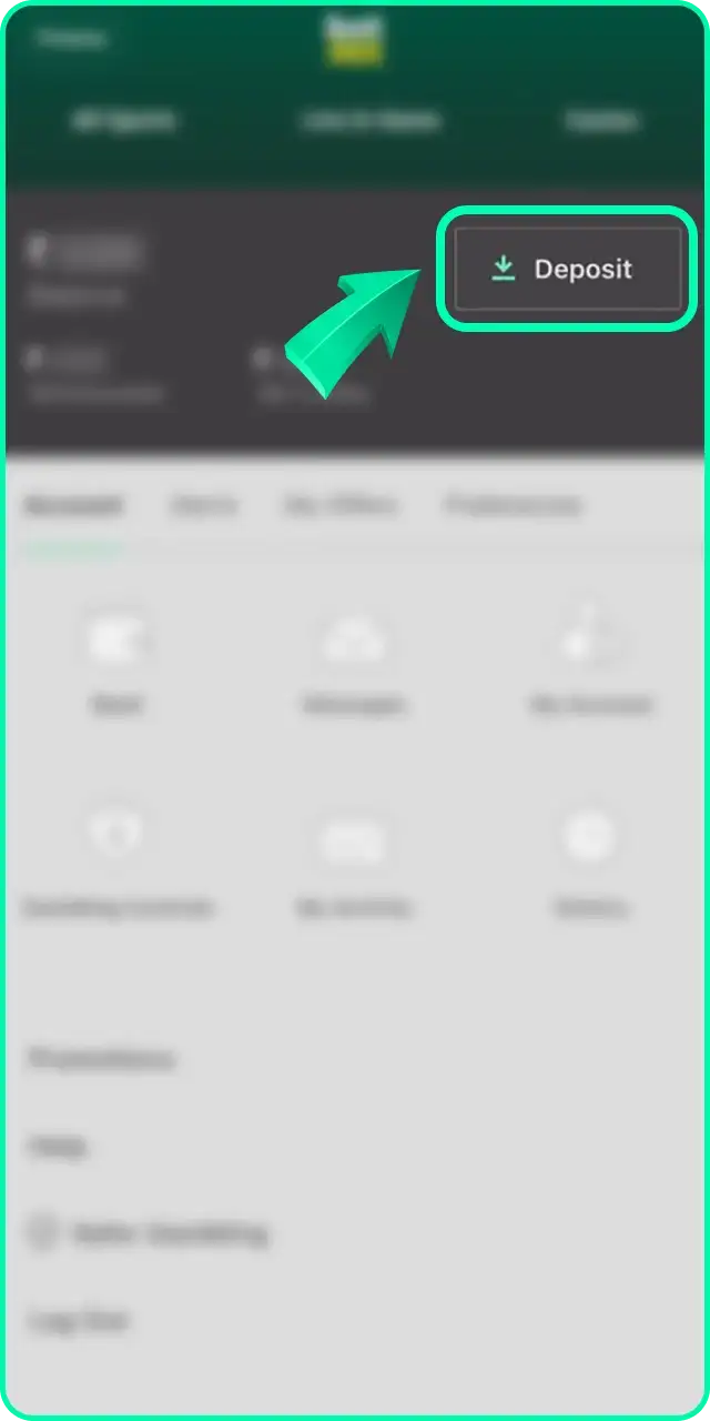 Access the deposit section within the official Bet 365 deposit interface.